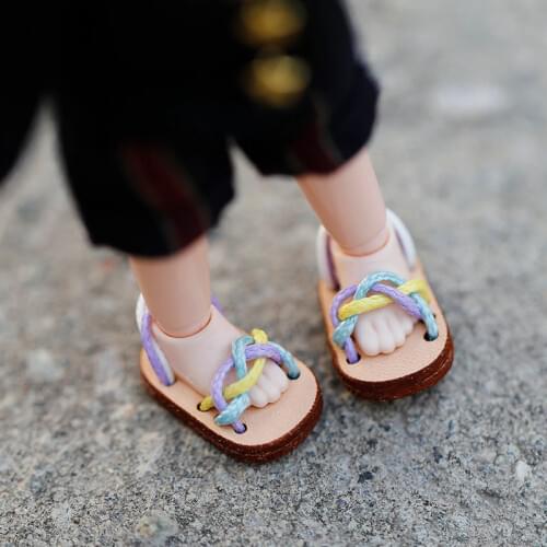 OB11 doll shoes suitable for YMY DDF 12 points Zou Juti BODY9 handmade cowhide rainbow grass sandals doll accessories