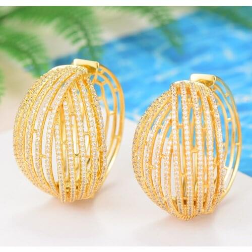 LARRAURI Fashion Jewelry Charms Elegant Big Statement Hoop Earrings For Women Trendy Cubic Zircon Wedding Bridal DUBAI Earrings