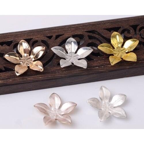 20pcs/Lot 22*22mm Metal Flower Bead Cap Hair Accessories Jewelry Findings For Jewelry Making
