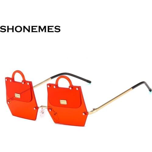 Fashion Handbag Shape Sunglasses Women Vintage Irregular Design Eyewear Rimless Metal Frame Sun Glasses