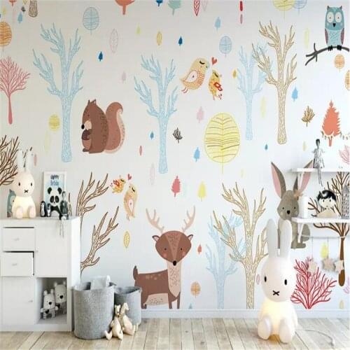 Cartoon hand-painted childrens room background wall professional production mural wallpaper wholesale custom poster photo wall