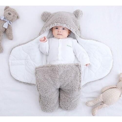 Newborn Soft Cute Baby Boys Girls Blankets Plush Swaddle Wrap Ultra-Soft Fluffy Fleece Sleeping Bag Cotton Bedding Baby Stuff