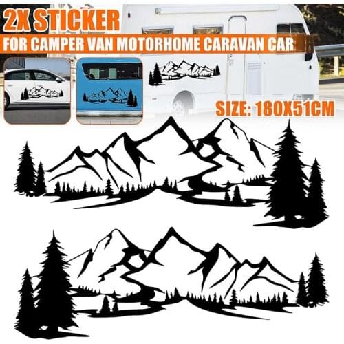 RV Motorhome Side Body Sticker DIY Large Mountain Tree Decal Sticker Decoration for Car Caravan Trailer