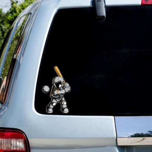 RuleMylife Car Stickers Super Cool Astronaut Playing baseball Cartoon Waterproof Vinyl Space Explorer Wallpaper Decors for Room
