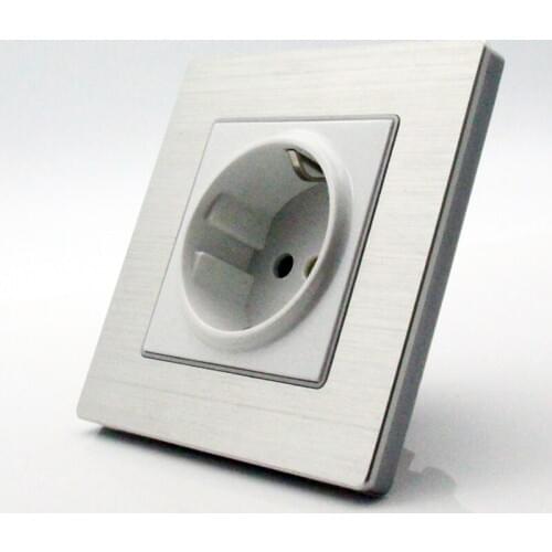 Mobu Manufacturer EU standard socket ,silver aluminum panel germany power socket,16A wall power socket,220V