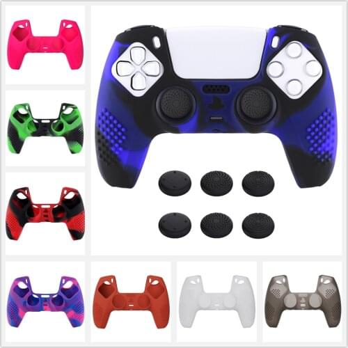 PlayVital 3D Studded Edition Anti-Slip Silicone Cover Skin Soft Rubber Case with 6 Thumb Grip Caps for PS5 Controller