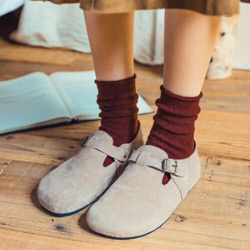 Autumn Winter Wool Thicken Warm Basic Solid Colors Socks Japanese Women Girls Loose Stacked Daily Woolen Socks