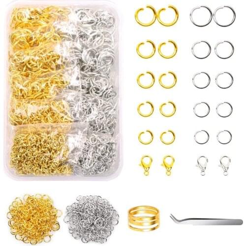 Open Jump Rings Kit for Jewelry Making and Repair Jump Rings with Lobster Clasps Tweezer and Jump Ring Opener