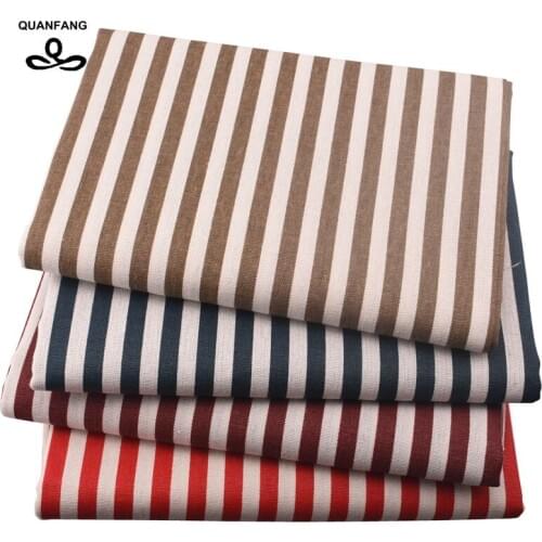 QUANFANG Stripe Series , Printed Cotton Linen Fabric For Patchwork Quilting, Sewing, DIY, Sofa/Table, Cloth Furniture 100x145cm