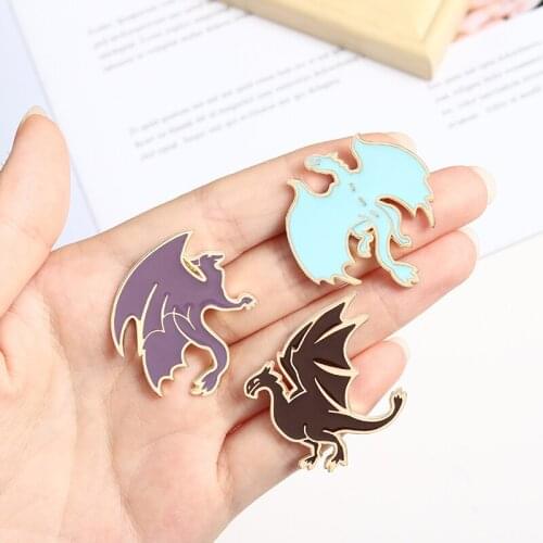 Pterodactyl dinosaur flying dragon Enamel needle Jurassic pink blue purple Brooch cup cartoon lapel pin badge gift for friends