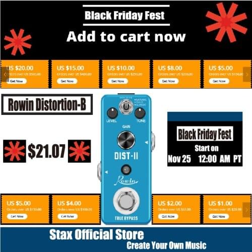Rowin LEF-301B Guitar Distortion Pedal Solo Dist Effect Pedals For Guitarist High Gain Distortions Pedals Natural Tight Classic