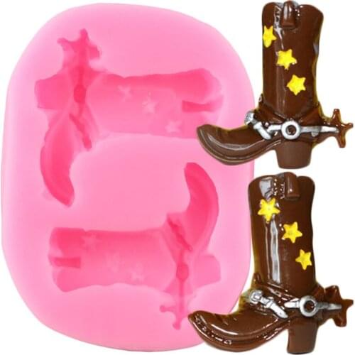 3D Cowboy Boot Silicone Molds Cupcake Fondant Mold DIY Party Cake Decorating Tools Polymer Clay Candy Chocolate Gumpaste Moulds