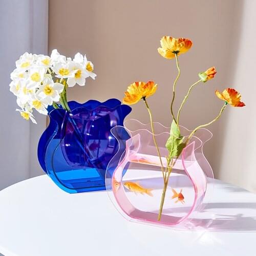 Nordic Home Decoration Rainbow Acrylic Transparent Vase Ins Household Vase Living Room Desktop Terrarium Decoration Accessories