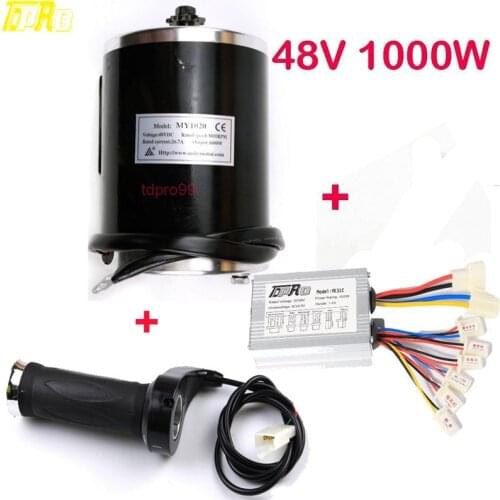 TDPRO New Motorcycle Controller & 48V 1000W Scooter Brush Motor + Throttle for Electric Go Kart Buggy ATV Bike