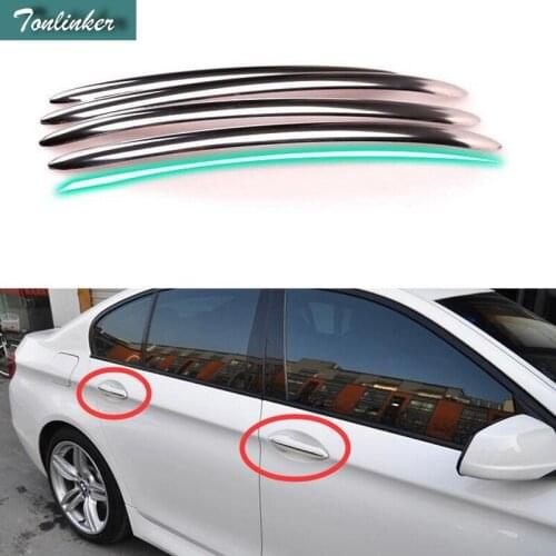 Tonlinker 4 PCS New DIY Stainless Steel Exterior Door Handle Light Strip Cover Case Stickers for BMW 5 Series F18 520li 525li