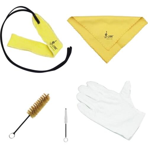 Trumpet Cleaning Wipe Cloth Mouthpiece Valve Brush Gloves Maintenance Set