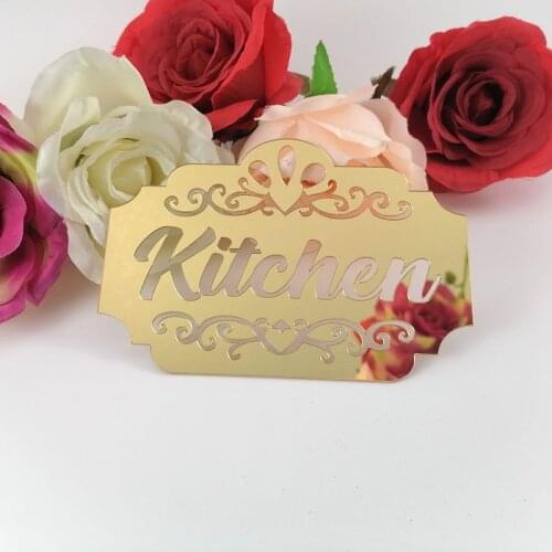 Personalized Hlollow Out Mirror Sign of Kitchen Wall Sticker Door Sticker Art Mirror Indicator Custom Personalized Home Decor