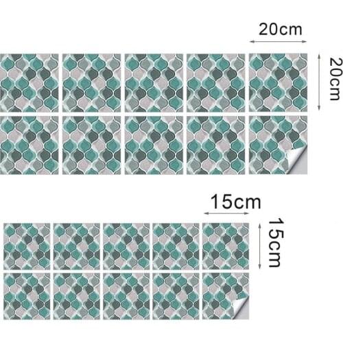 10Pcs Tile Sticker Self-adhesive 3D Texture Effect PVC Decorative Wall Decal for Living Room