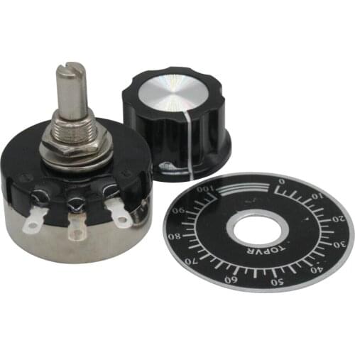 2pcs RV30YN20S B101 3W , 100 ohm Adjustable Resistance of Single Ring Carbon Film Potentiometer + 2pcs A03 knob + 2pcs dials