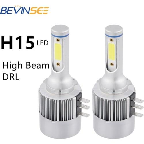 Bevinsee H15 Car LED Headlight COB Chips 12V 50W 7200LM High Beam LED Lights For VW Touran 1T3 2010-2015 Mercedes C117 W447 X117