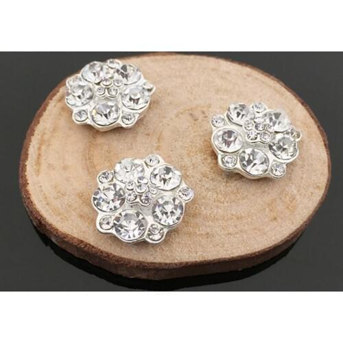 2016New 100Pcs 15mm Rhinestone Flower Flatback button for DIY Wedding or Hair Sewing Craft Accessory HZ135
