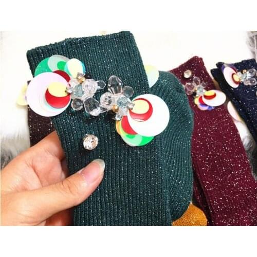 2018 New Glitter Women Socks Rhinestone Sequined fish Fashion korea Socks Shiny Harajuku Soft Ladies Funny Socks Elastic Hosiery