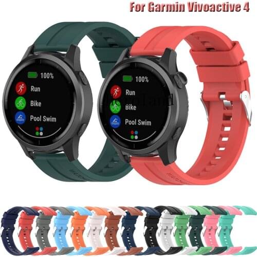 22MM Silicone WatchBand Strap For Garmin Vivoactive 4 / Forerunner 745 Smart Wristband for Amazfit GTR 47mm Bracelet WirstStrap