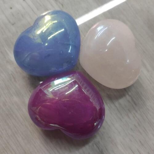 3pcs Angel Rainbow Aura Quartz Crystal Bismuth Titanium Silicon Heart