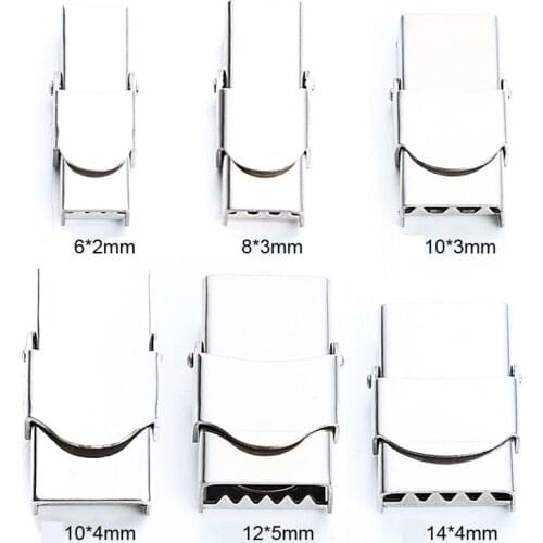 5pcs/lot 6sizes Stainless Steel Flat Leather Cord Clasps For Bracelet Metal End Clasps Necklace Connectors Jewelry Making F3481
