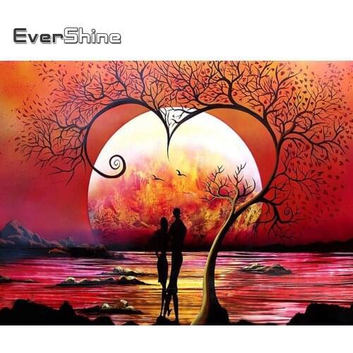 EverShine Diamond Embroidery Landscape 5D DIY Diamond Painting Sunset Full Square Picture Of Rhinestones Mosaic Handicraft