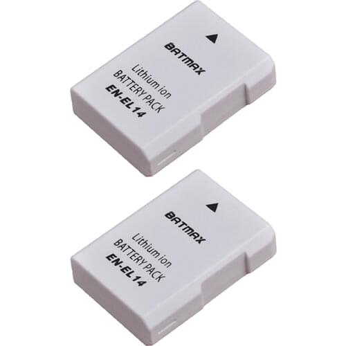 Batmax 2Pcs EN-EL14A EN-EL14 ENEL14 EL14 white battery for Nikon D3400 D3300 D3100 D5600 D5100 D5200 D3200 P7000 P7100