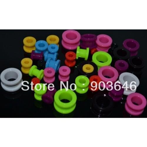 Lot 100pcs Body Jewelry - Screw On Acrylic Ear Tunnels Expanders Ear Plugs Earlets Neon Color 2mm up to14mm