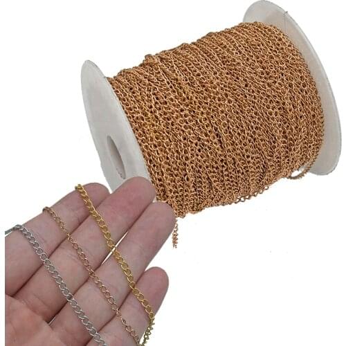 2m/lot Stainless Steel Gold Adjustment Extension Tail Chain Bulk GoldNecklace Extender Width 2.5/3mm Chains DIY Jewelry Making