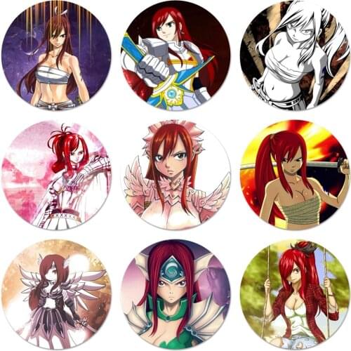 Erza Scarlet Fairy Tail Icons Pins Badge Decoration Brooches Metal Badges For Clothes Backpack Decoration