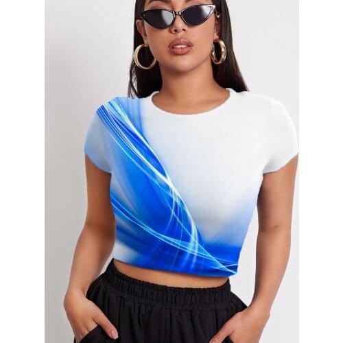 3d Tshirt Dark Blue T shirt Women Abstract Funny T shirts Psychedelic Tshirts Casual Art T-shirts 3d Womens Clothing Hip Hop