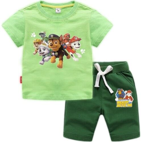 PAW PATROL kids clothes Set boys girls T-Shirt+Short Pants 2 pieces childrens Cotton Clothing Sets cartoon Clothes