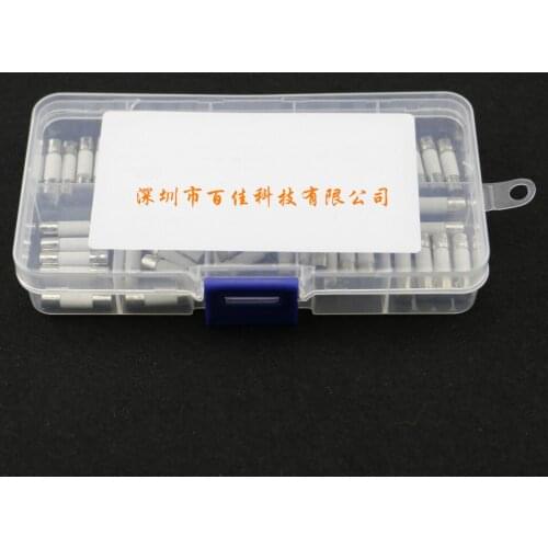 Ceramic fuse boxes 5x20mm 0.2A~20A fuse mixed fuse set 10 kinds specifications × 5Pcs