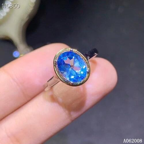 KJJEAXCMY fine jewelry 925 sterling silver inlaid natural blue topaz ring vintage new female gemstone ring exquisit support test