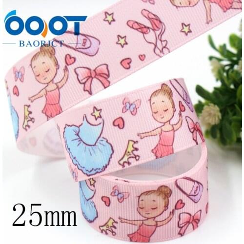 947-1 inch 25mm Ballet girl Printed grosgrain ribbon , 10 yards DIY handmadeHair accessories Material wedding gift wrap