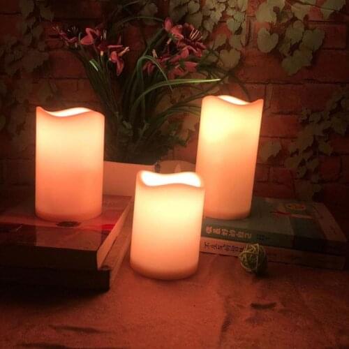 Colorful Remote Control Candle Light 3 Piece Set LED Electronic Candle Light Battery Powered For Home Wedding Birthday Party