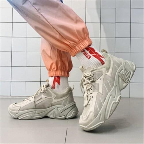 Hot Sale Dad Shoes Men Fashion Thick Bottom Chunky Sneakers Soft Male Casual Lace-Up Comfortable Walking Footwear Zapatos Hombre