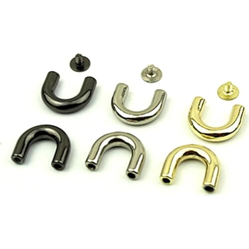 15mm Metal Arch Bridge D-ring Bag Connector Anchor Buckles With Screws Hanger hooks Bags Belts Strap Leather Crafts