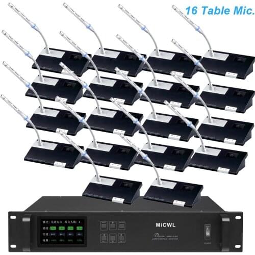 MiCWL 16 Delegate Gooseneck Digital Wireless Microphone Conference System 16 Table Unit LED Mic