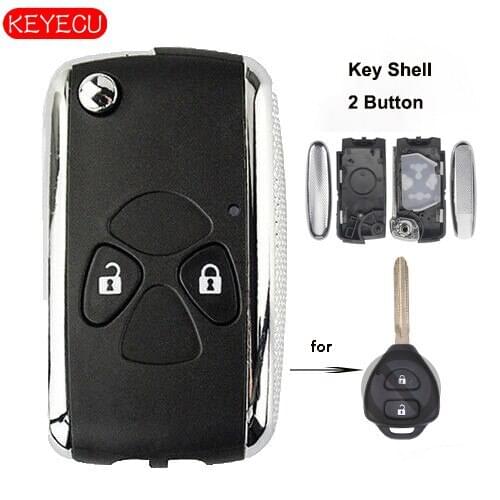 Keyecu Modified Flip 2Btns Remote Key Shell for Toyota Hilux Rav4 Corolla Camry Yaris Prado 1997-2007