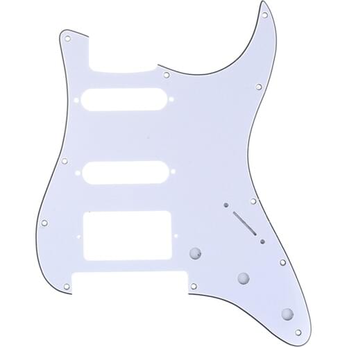 Musiclily Pro 11-Hole Strat HSS Guitar Pickguard for American/Mexican Fender Stratocaster Floyd Rose Bridge Cut, 3Ply White