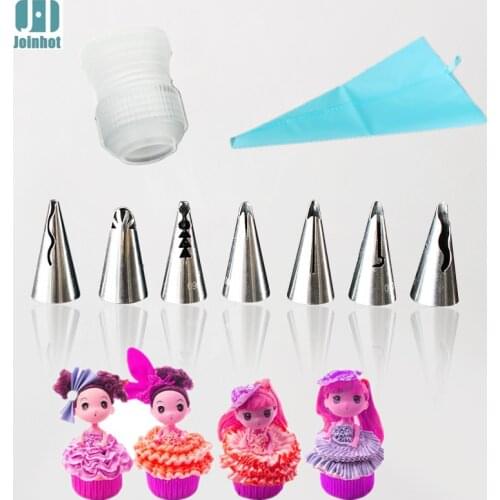 9pcs set baby doll piping tips and one silicone bag and one small coupler /set