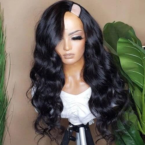 Glueless Body Wave U Part Wig 100% Human Hair 100% Unprocessed Wavy Indian Remy Hair Left Side Part Wig 250 density Full End Wig