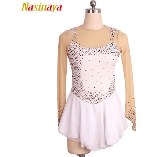 Nasinaya Figure Skating Dress Customized Competition Ice Skating Skirt for Girl Women Kids Performance Coloured Rhinestones