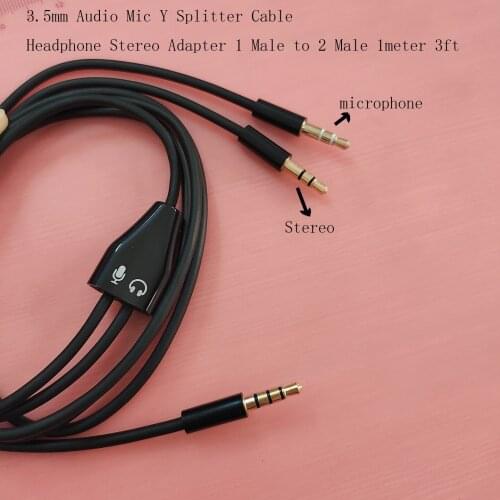 2 male to 1 male 3.5mm audio headphone microphone splitter cable adapter 1meter 3ft