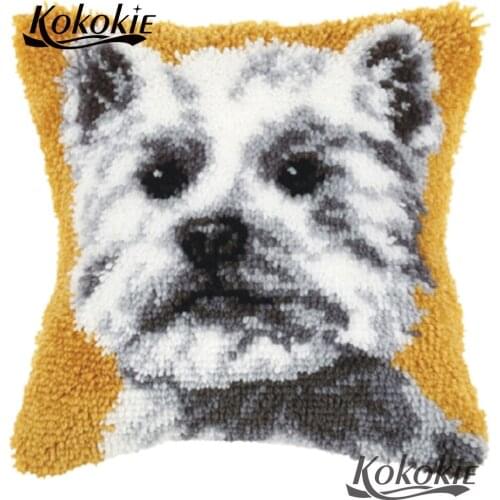 Diy dog pillowcase embroidery Latch hook Cross Stitch Needlework set 3d carpet cushion Patchwork Pillowcase